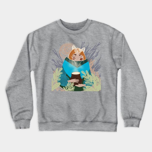 Girl, fox and milk Crewneck Sweatshirt by Melassa